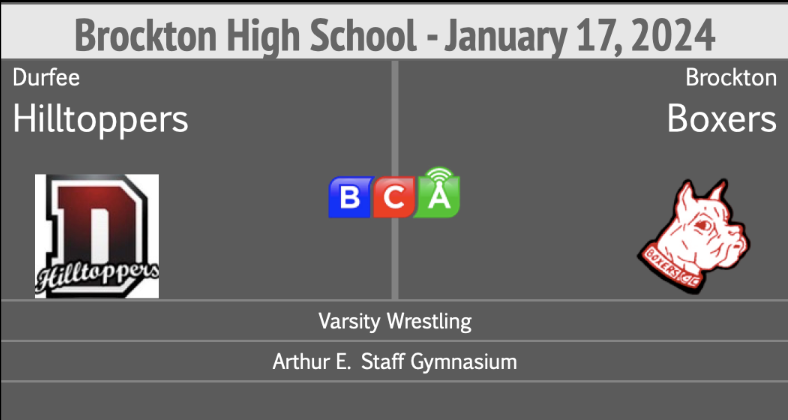 Thumbnail image for Brockton High School Wrestling vs Durfee (1-17-24)