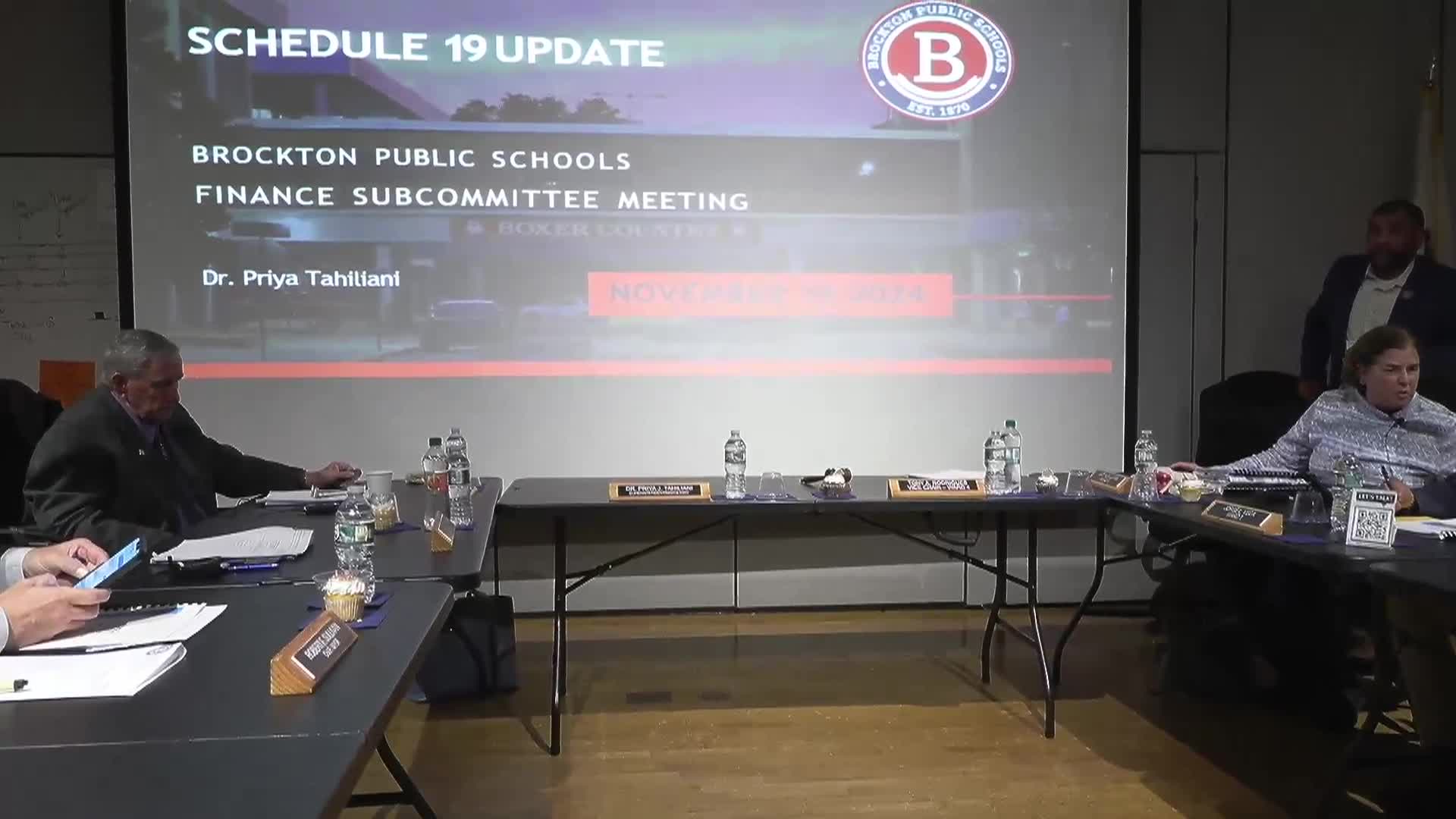 Brockton School Committee Finance Subcommittee Meeting (11-19-24)