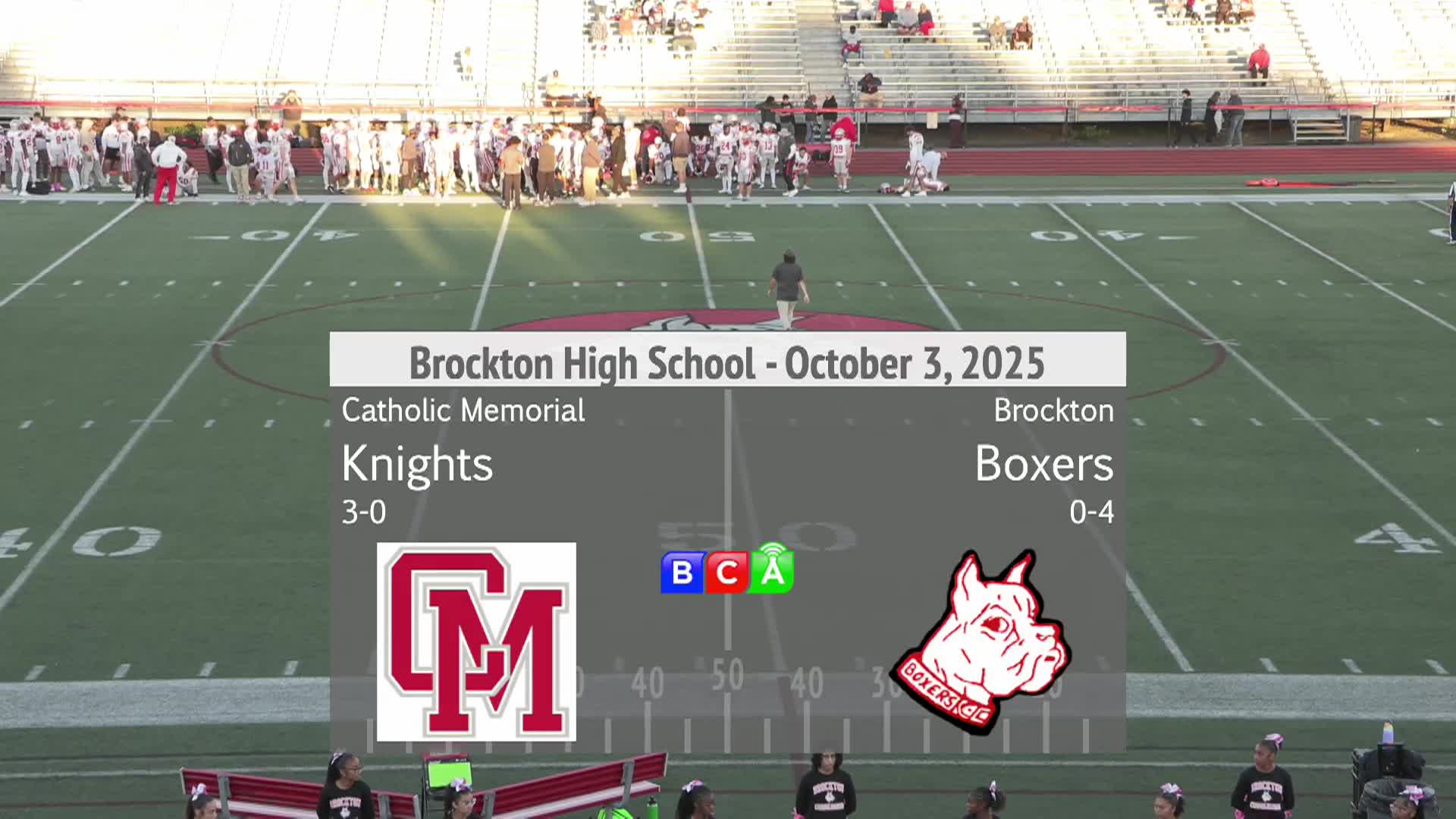 BHS Football Vs Catholic Memorial (10/3/2025)